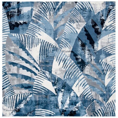 Safavieh 6 ft. 7 in. x 6 ft. 7 in. Lagoon Power Loomed Square Area Rug Ivory & Blue LGN180C-7SQ